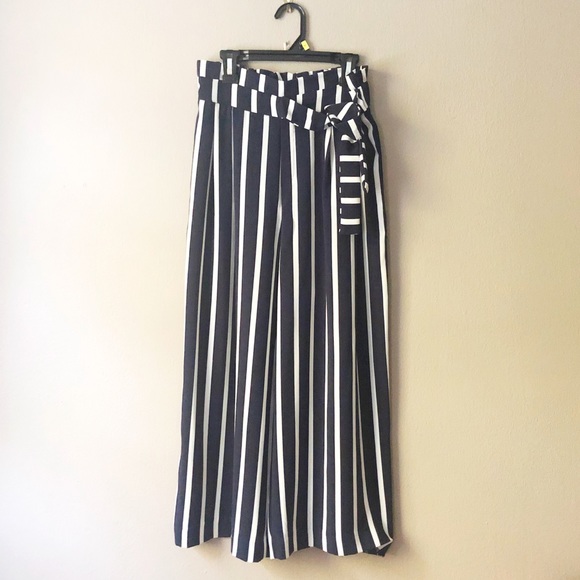 Zara wide leg bold striped cropped pants - Picture 2 of 10